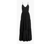 Darlene tiered silk-satin maxi dress - Black
