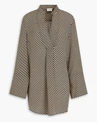 By Malene Birger Striped silk-crepe blouse - Black Black