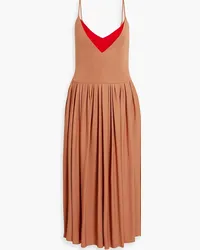 Victoria Beckham Layered pleated jersey midi dress - Neutral Neutral