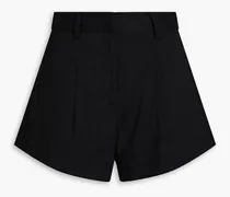Vadella pleated linen-blend shorts - Black