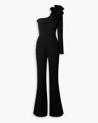 Elie Saab One-sleeve ruffled cady jumpsuit - Black Black