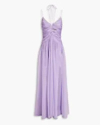 RASARIO Ruched cutout chiffon maxi dress - Purple Purple