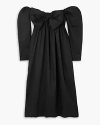 Aje. Valentina off-the-shoulder bow-detailed cotton-poplin midi dress - Black Black