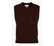 Bead-embellished wool and cashmere-blend vest - Brown