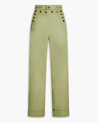 Tory Burch Cropped cotton-twill wide-leg pants - Green Green