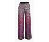 Embellished crochet-knit wide-leg pants - Pink