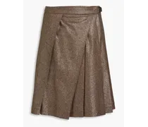 Metallic flannel mini wrap skirt - Brown