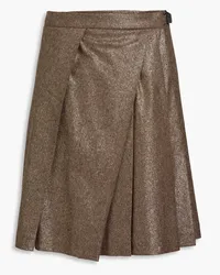 Brunello Cucinelli Metallic flannel mini wrap skirt - Brown Brown