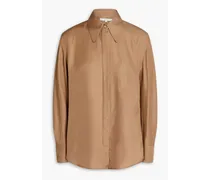 Silk-blend twill shirt - Brown