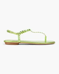 Aquazzura Crystal-embellished PVC and metallic leather sandals - Green Green