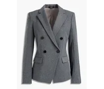 Double-breasted cotton-blend ponte blazer - Gray