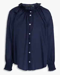 Veronica Beard Ruffled cotton-voile blouse - Blue Blue