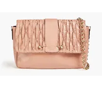 Studded shirred leather shoulder bag - Pink