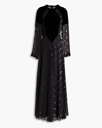 Valentino Garavani Velvet-paneled fil coupé silk-blend voile gown - Black Black