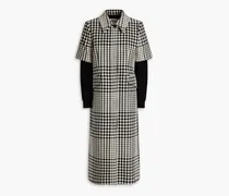 Checked wool-blend twill coat - Black