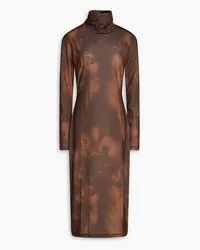 Holzweiler Soril printed stretch-jersey midi turtleneck dress - Brown Brown