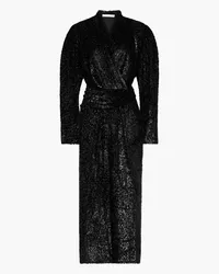 IRO Xonina wrap-effect metallic devoré-velvet midi dress - Black Black