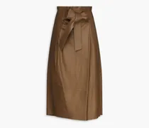 Tie-front leather midi skirt - Neutral