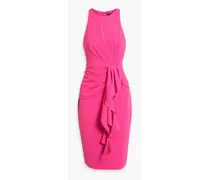 Pleated ruffled crepe dress - Pink