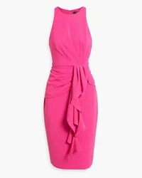 Badgley Mischka Pleated ruffled crepe dress - Pink Pink