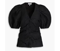 Ruched jacquard blouse - Black