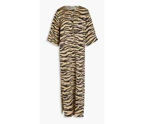 Tiger-print stretch-mesh midi dress - Animal print
