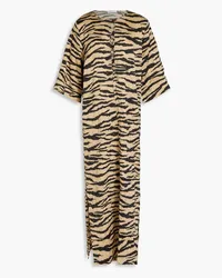 Ganni Tiger-print stretch-mesh midi dress - Animal print Animal