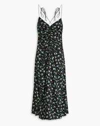 Sandro Ruched floral-print twill midi dress - Black Black