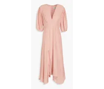 Riven pleated silk-crepon midi dress - Pink