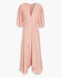 TOVE Riven pleated silk-crepon midi dress - Pink Pink