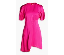 Asymmetric satin-crepe mini dress - Pink