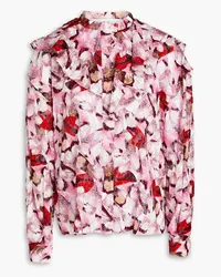 IRO Carus ruffled printed fil coupé silk and cotton-blend blouse - Pink Pink