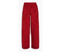 Marled alpaca-blend wide-leg pants - Red