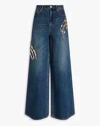 Area Claw embellished cutout high-rise wide-leg jeans - Blue Blue