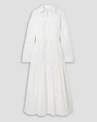 Matteau Tiered embroidered crinkled cotton-voile maxi shirt dress - White White