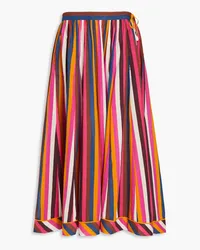 Zimmermann Embellished striped cotton-gauze midi skirt - Purple Purple