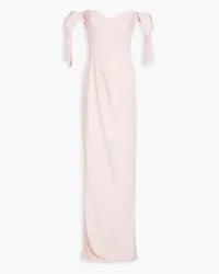 Marchesa Off-the-shoulder bow-embellished crepe gown - Pink Pink