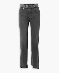 Maison Margiela Two-tone frayed high-rise straight-leg jeans - Gray Gray