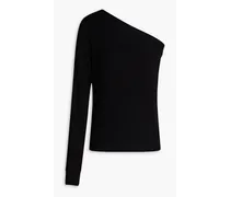 One-sleeve ribbed-knit sweater - Black