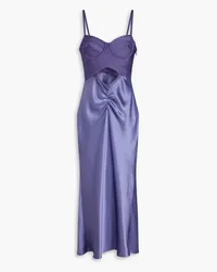 Hervé Léger Bandage-paneled draped satin midi dress - Purple Purple