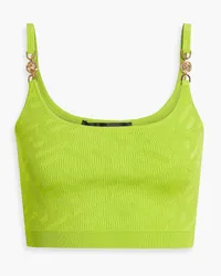 Versace Embellished jacquard-knit bra top - Green Green