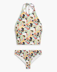 Etro Floral-print halterneck bikini - Blue Blue