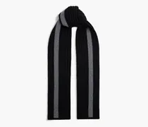 Verona ribbed two-tone merino wool scarf - Black