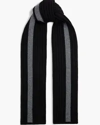 Moose Knuckles Verona ribbed two-tone merino wool scarf - Black Black