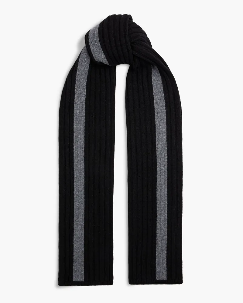 Moose Knuckles Verona ribbed two-tone merino wool scarf - Black Black