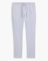 Frescobol Carioca Oscar herringbone linen and cotton-blend drawstring pants - Blue Blue