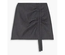 Ruched pinstriped twill mini skirt - Gray