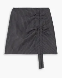 Ganni Ruched pinstriped twill mini skirt - Gray Gray