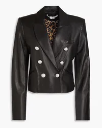 Veronica Beard Nevis double-breasted leather blazer - Black Black