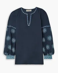 Emporio Sirenuse Vera Balance embroidered cotton-voile blouse - Blue Blue